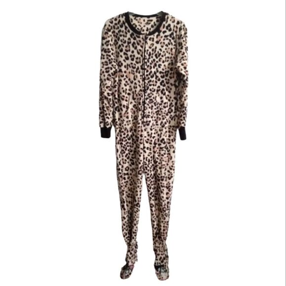 French Jenny Intimates Cheetah Print Onesie Cat Face Footies Size S 4 - 6 - Picture 1 of 8